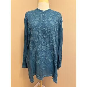 NWT Johnny Was Fargo Embroidered Tunic Ink Blue Sz Small